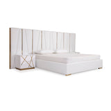 White Bonded Leather Eastern King Bed | OROA Modern Nixa