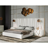 White Bonded Leather Eastern King Bed | OROA Modern Nixa