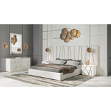 White Bonded Leather Eastern King Bed | OROA Modern Nixa