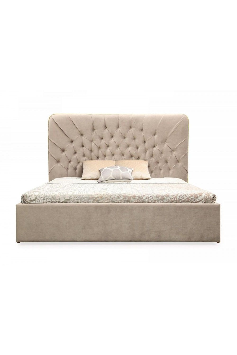 Tufted Beige Velvet Queen Bed | OROA Modern Moontide | Oroa.com