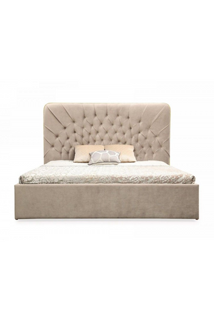 Tufted Beige Velvet Queen Bed | OROA Modern Moontide | Oroa.com