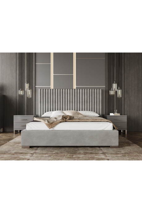 Gray Velvet King Platform Bed | OROA Modern Splendor | Oroa.com