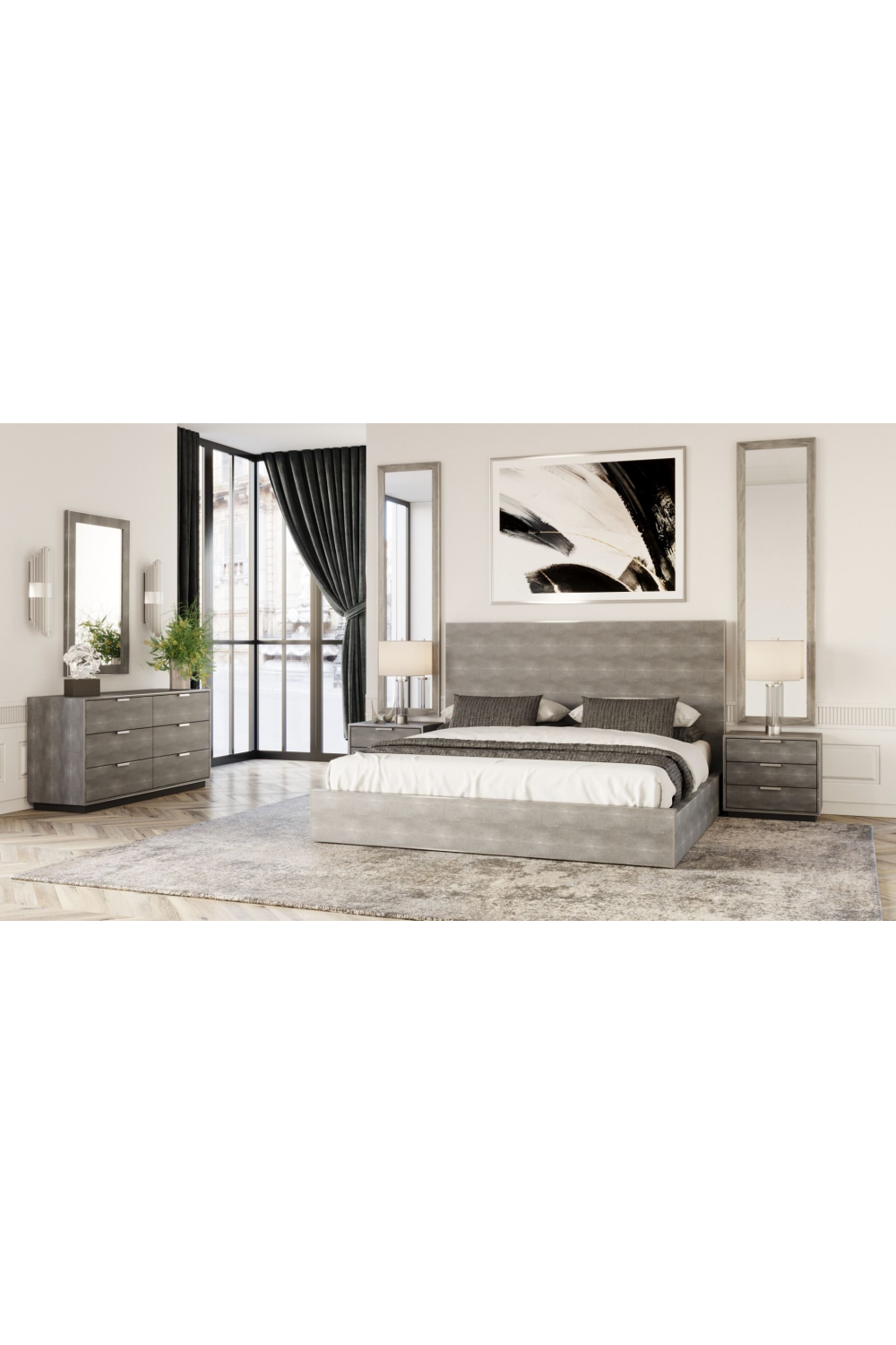 Dark Shagreen Bed | OROA Modern Dynasty | Oroa.com