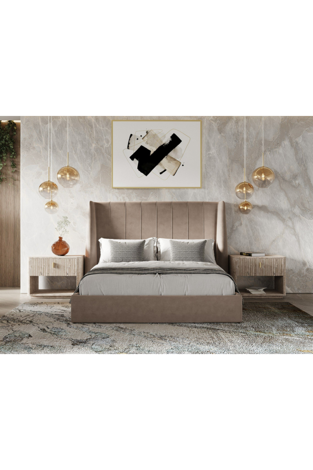 Taupe Microfiber Bed | OROA Modern Roma | Oroa.com