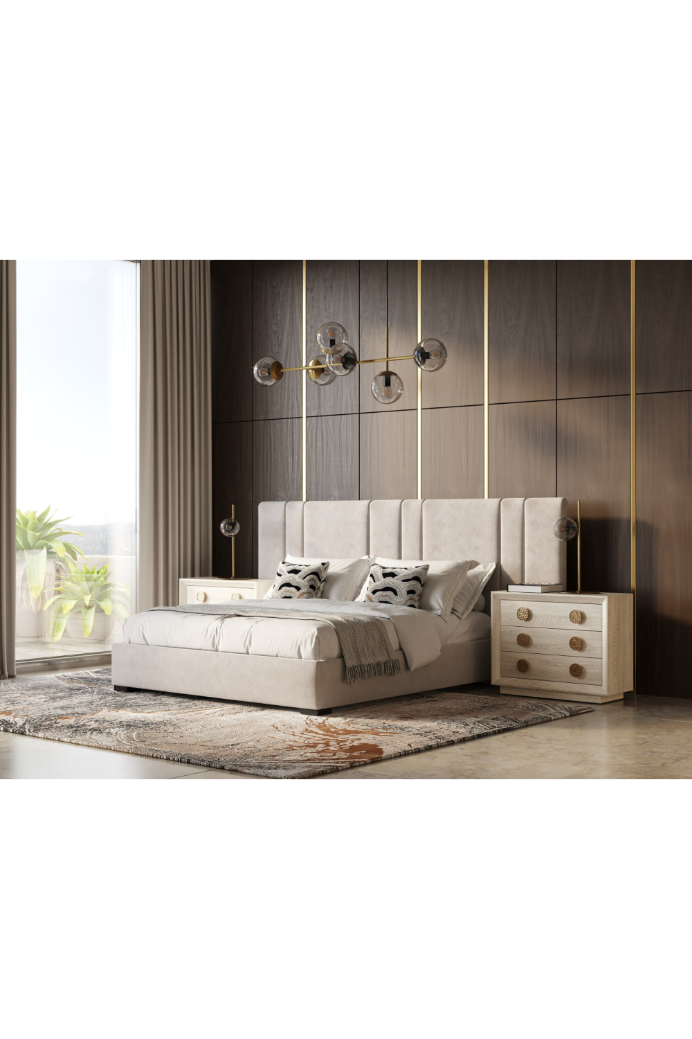 Beige Velvet Bed | OROA Modern Penelope | Oroa.com