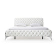 Modern European furniture - White Tufted Leather Bed - www.oroa.com