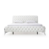 Modern European furniture - White Tufted Leather Bed - www.oroa.com