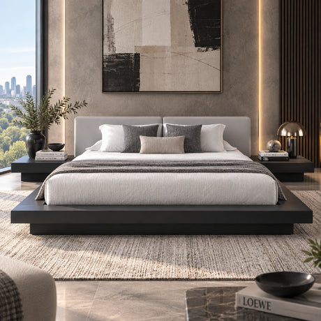 Modern European furniture - Wenge Gray Platform Bed - www.oroa.com