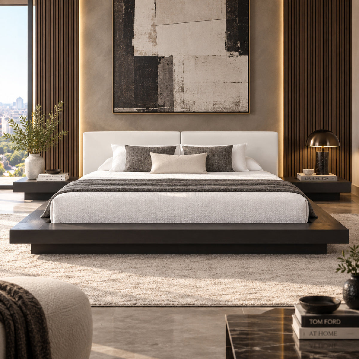 Wenge White Platform King Bed | OROA Modern Opal