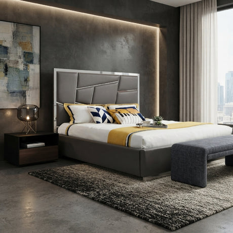 Gray Bonded Leather Bed | OROA Modern Chrysler