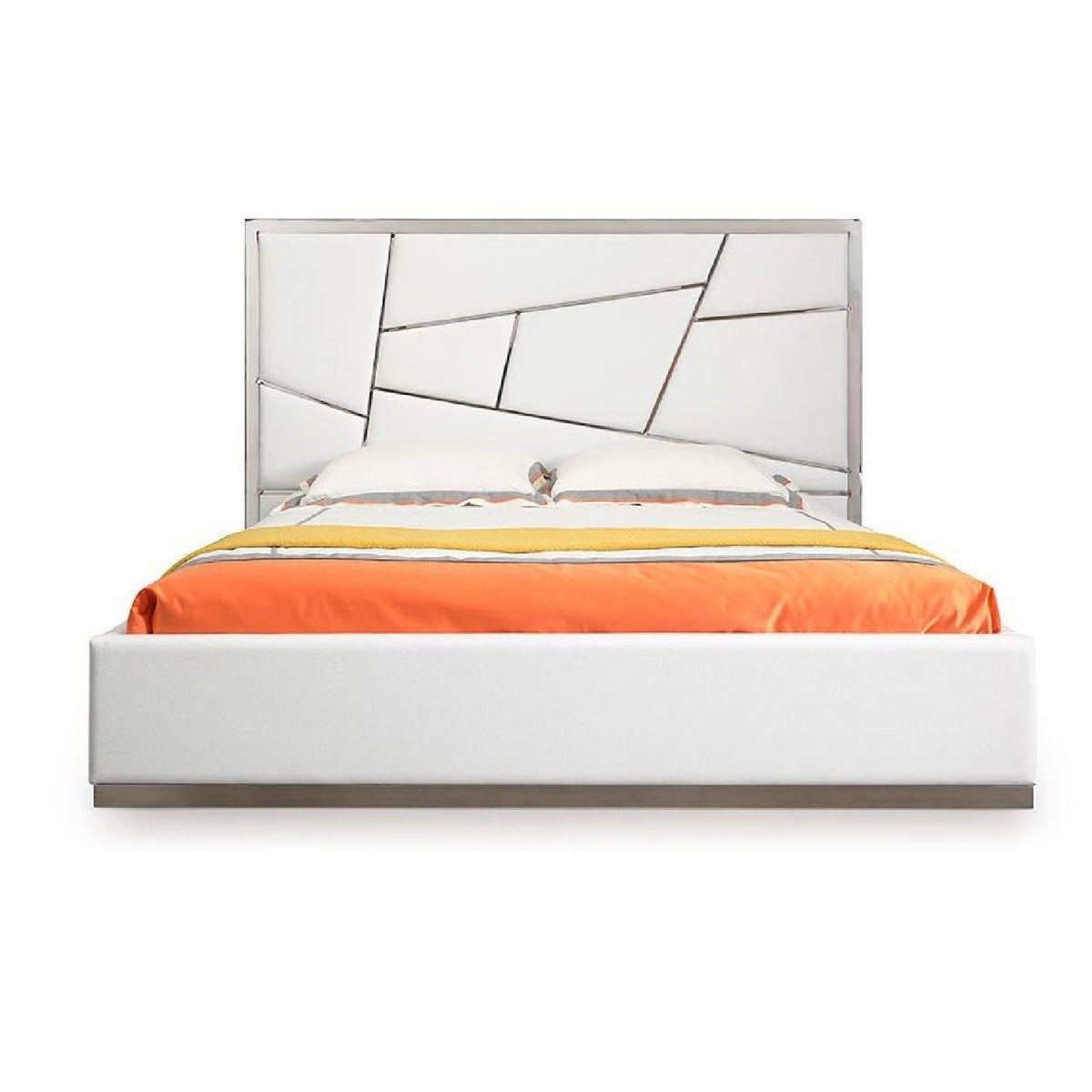 Modern European furniture - White Bonded Leather Bed - www.oroa.com