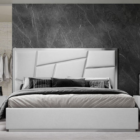 Modern European furniture - White Bonded Leather Bed - www.oroa.com