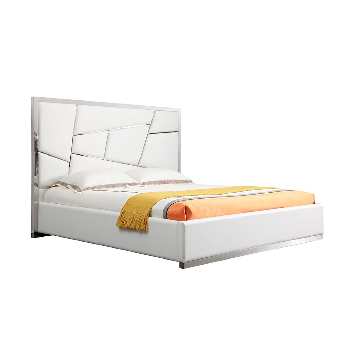 Modern European furniture - White Bonded Leather Bed - www.oroa.com