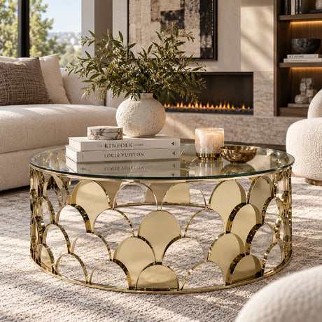 Round Glass Coffee Table - OROA Modern Javier - view 2