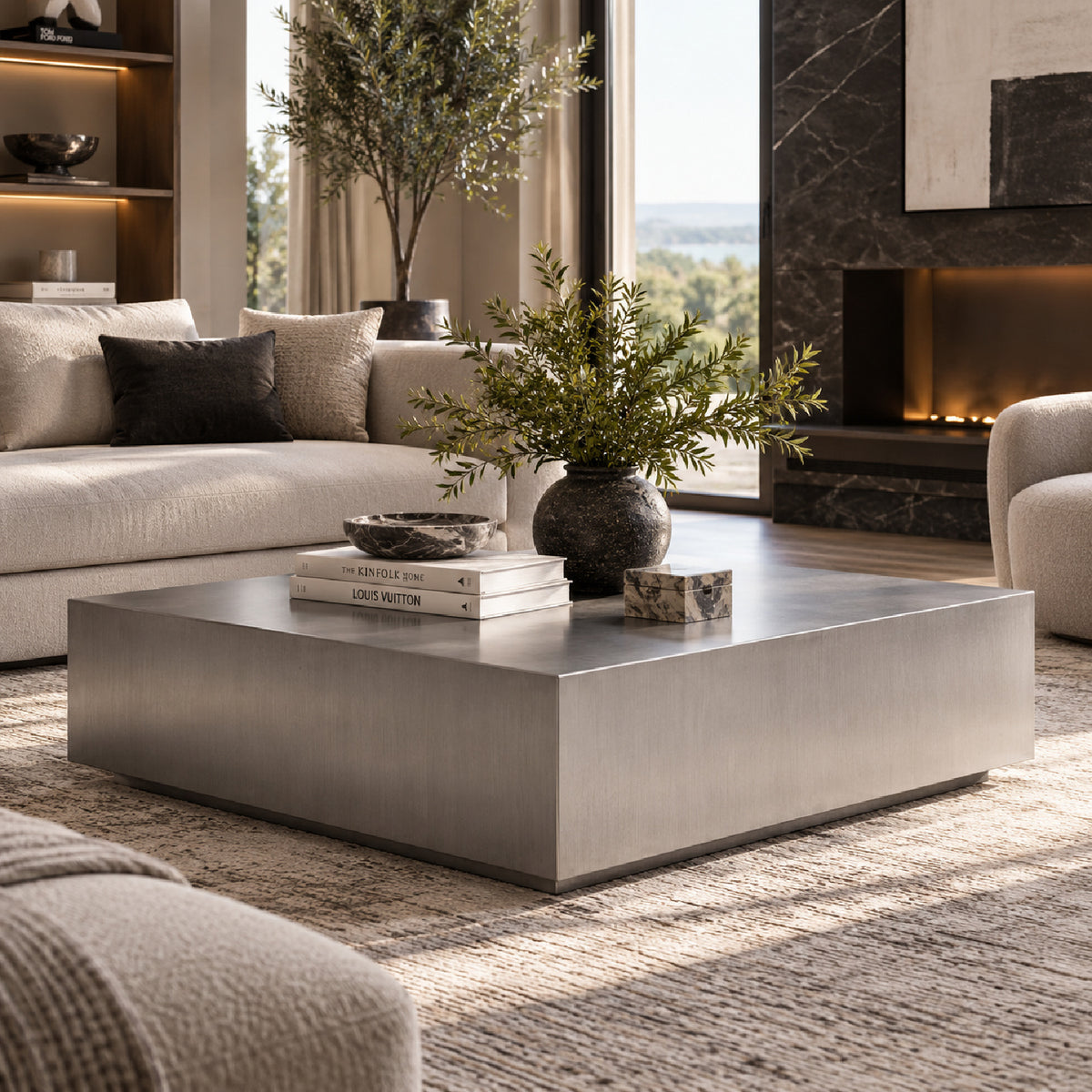 Stainless Steel Square Coffee Table | OROA Modern Anvil
