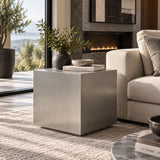 Stainless Steel Cube Side Table | OROA Modern Anvil