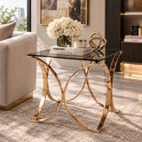 Smoked Glass & Rosegold End Table | OROA Modern Reklaw