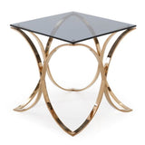 Smoked Glass & Rosegold End Table | OROA Modern Reklaw