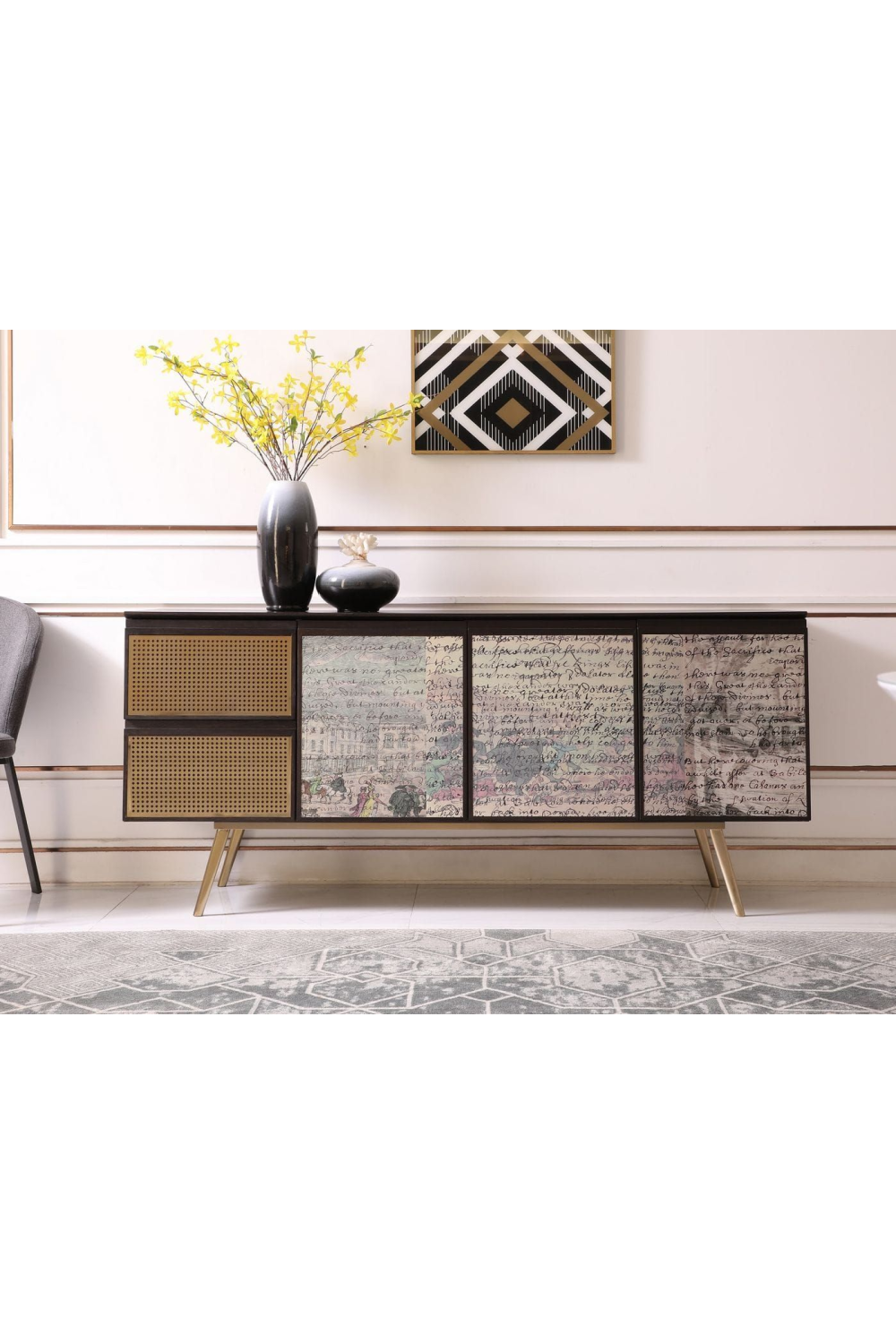 Smoked Ash 3-Door Sideboard | OROA Modern Phelan | Oroa.com