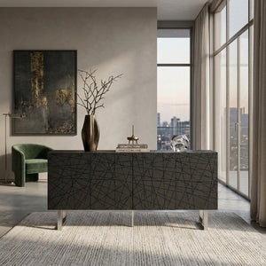   Black Ash 4-Door Sideboard | Oroa.com