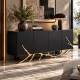 Black Finish 4-Door Sideboard | OROA Modern Legend