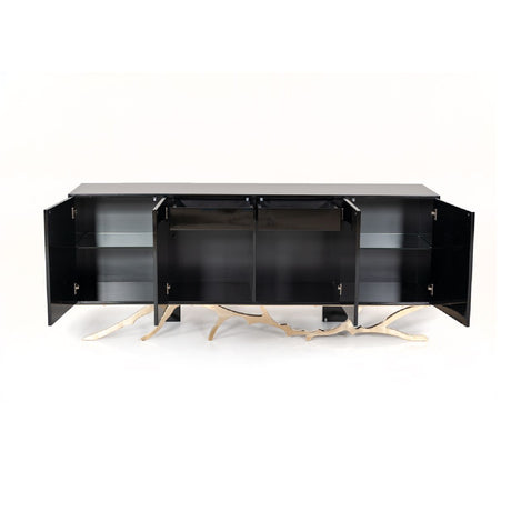 Black Finish 4-Door Sideboard | OROA Modern Legend