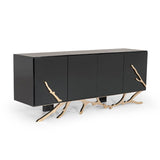 Black Finish 4-Door Sideboard | OROA Modern Legend