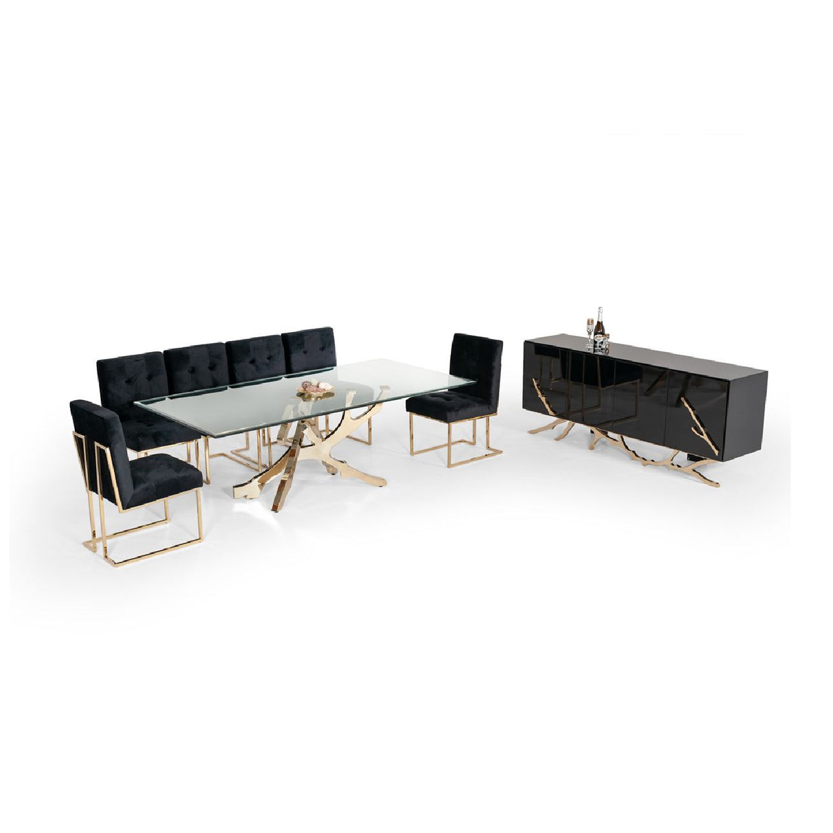 Black Finish 4-Door Sideboard | OROA Modern Legend