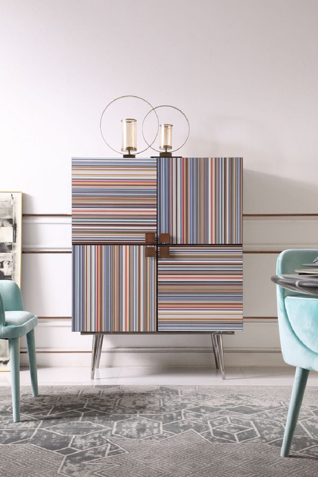 Multicolored 4-Door Wine Cabinet | OROA Modern Macoy | Oroa.com