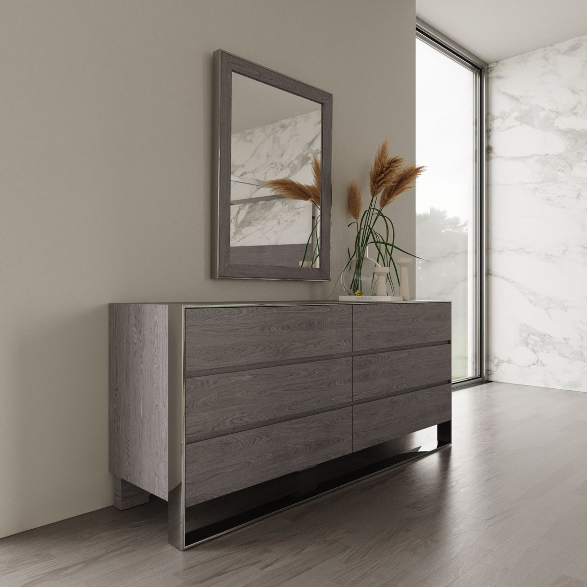 Gray Elm 6-Drawer Dresser | OROA Modern Arlene