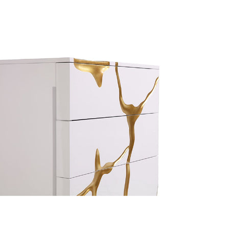 White & Gold 5-Drawer Chest | OROA Modern Aspen