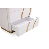 White & Gold 5-Drawer Chest | OROA Modern Aspen
