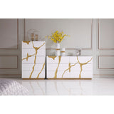 White & Gold 5-Drawer Chest | OROA Modern Aspen