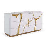 White & Gold 6-Drawer Dresser | OROA Modern Aspen