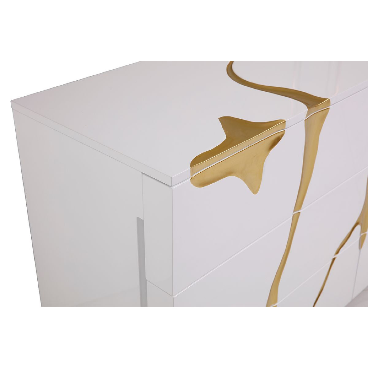 White & Gold 6-Drawer Dresser | OROA Modern Aspen