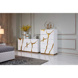 White & Gold 6-Drawer Dresser | OROA Modern Aspen