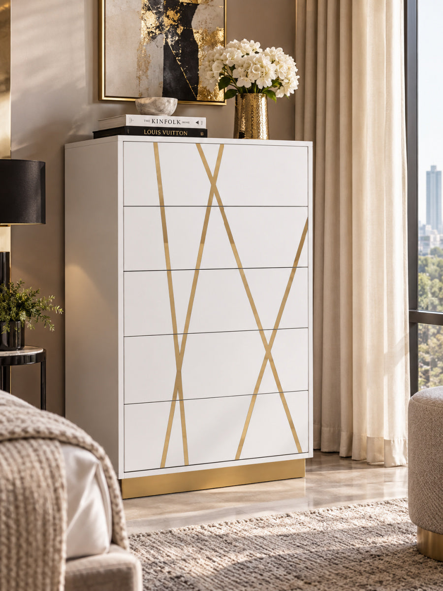 White 5-Drawer Chest | OROA Modern Nixa