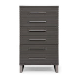Gray Slatted 6-Drawer Chest by OROA Modern Splendor