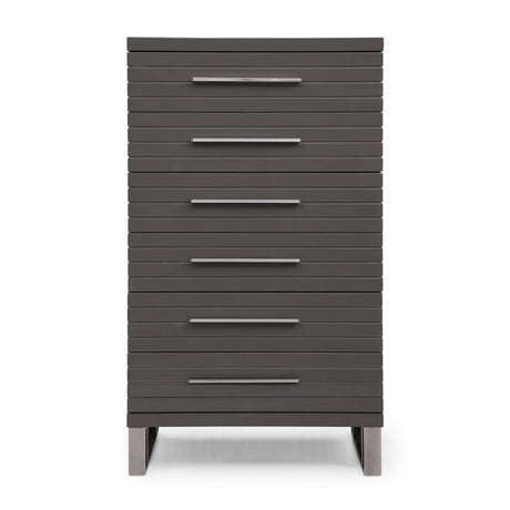 Gray Slatted 6-Drawer Chest by OROA Modern Splendor