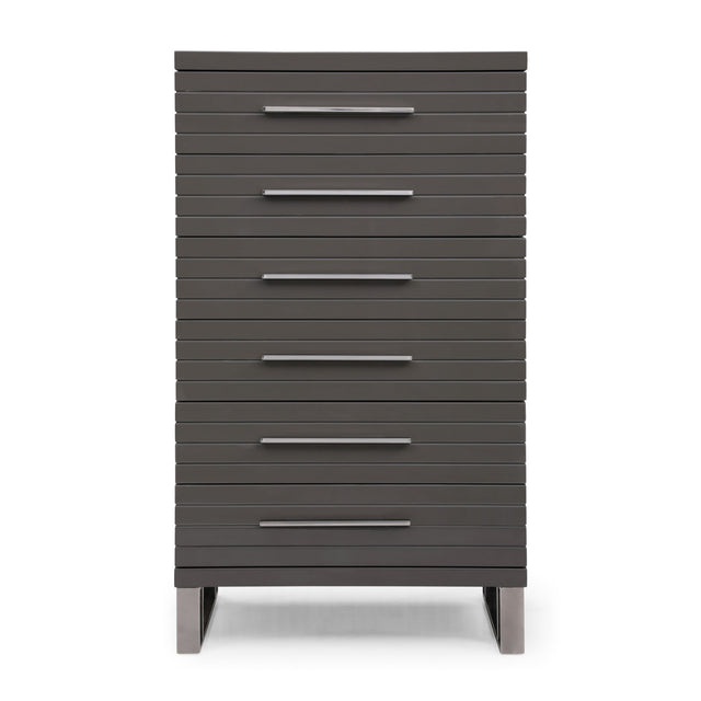 Gray Slatted 6-Drawer Chest by OROA Modern Splendor