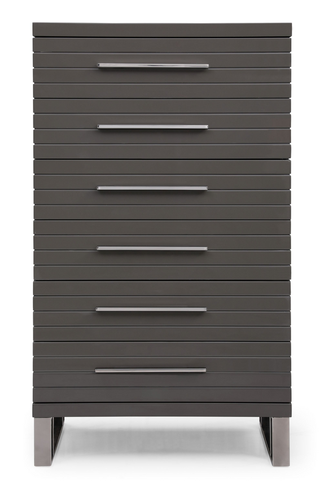 Gray Slatted 6-Drawer Chest | OROA Modern Splendor | Oroa.com