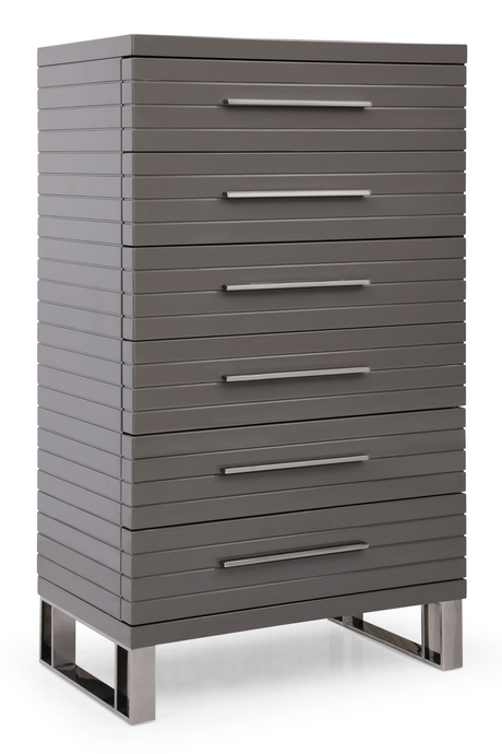 Gray Slatted 6-Drawer Chest | OROA Modern Splendor | Oroa.com