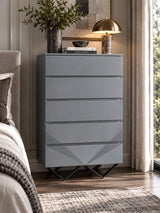 5-Drawer Matte Gray Chest | OROA Modern Duke