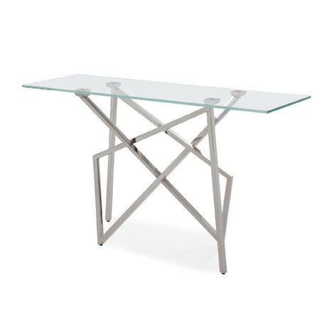 Glass & Stainless Steel Console Table | OROA Modern Hawkins
