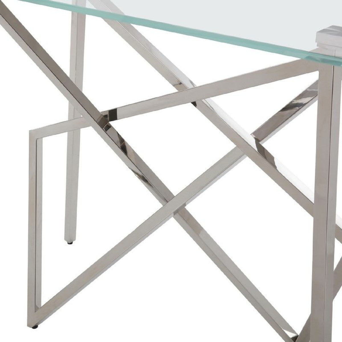 Glass & Stainless Steel Console Table | OROA Modern Hawkins