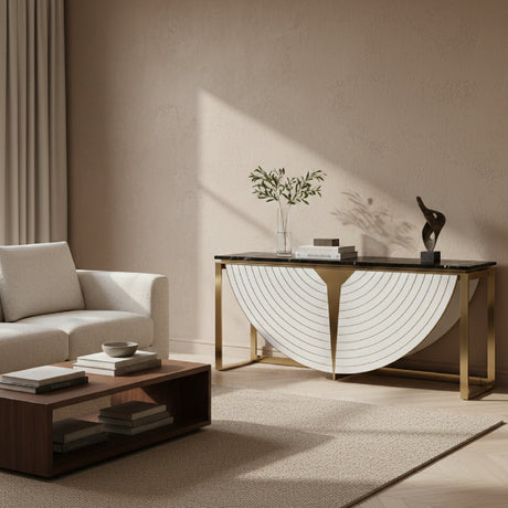 Gold-Framed Black Marble Console | OROA Modern Flavio