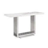 White Marble & Stainless Steel Console Table | OROA Modern Kingsley