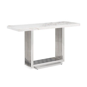 Modern European furniture - White Marble & Stainless Steel Console Table - www.oroa.com