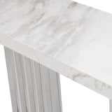 White Marble & Stainless Steel Console Table | OROA Modern Kingsley