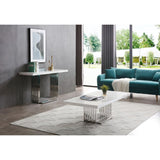 White Marble & Stainless Steel Console Table | OROA Modern Kingsley